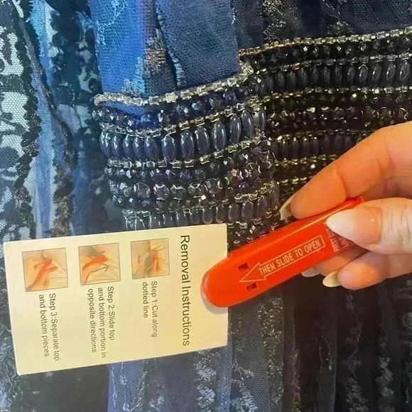 New Mac Duggal Midnight Navy Blue Embroidered A Line Gown Size 14 - Picture 10 of 16